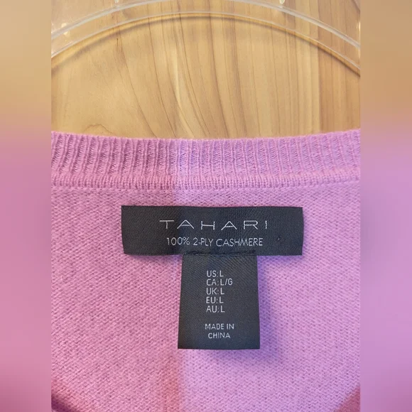 Tahari Lilac Cashmere Sweater, Size Large - Picture 4 of 5
